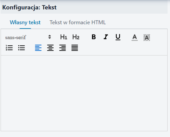 Konfiguracja tekstu Konfiguracja tekstu