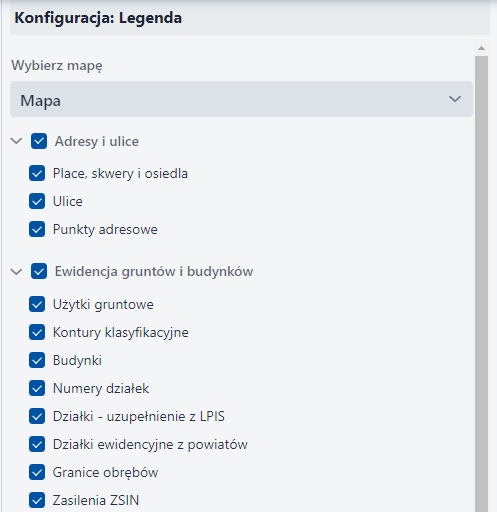 Konfiguracja legenda Konfiguracja legenda