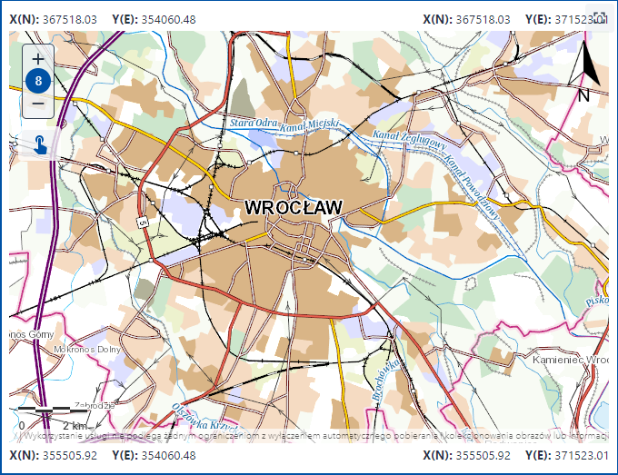 Widok mapy z parametrami Widok mapy z parametrami