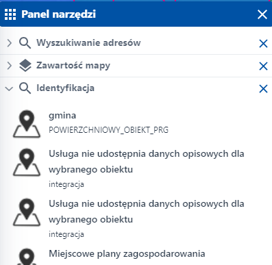 Lista zidentyfikowanych obiektów Lista zidentyfikowanych obiektów