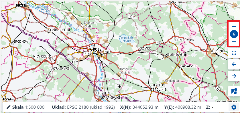 Panel zmiany skali Panel zmiany skali