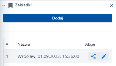 Widok okna ‘Zakładki’ Widok okna ‘Zakładki’