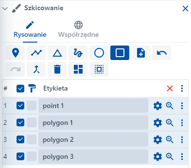 Lista wprowadzonych szkiców Lista wprowadzonych szkiców