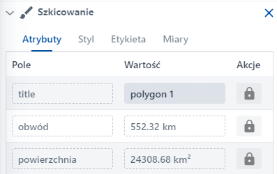 Zakładka ‘Atrybuty’ we właściwościach obiektu Zakładka ‘Atrybuty’ we właściwościach obiektu