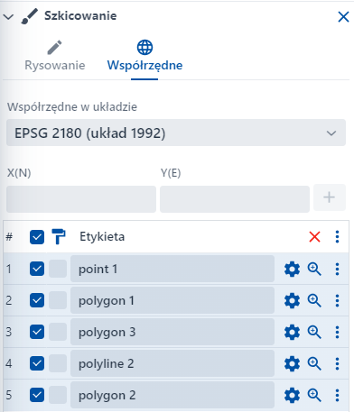 Zakładka ‘Współrzędne’ – Szkicowanie Zakładka ‘Współrzędne’ – Szkicowanie