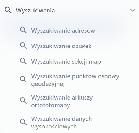 Funkcjonalności w zakładce ‘Wyszukiwania’ - Geodezja i Kartografia Funkcjonalności w zakładce ‘Wyszukiwania’ - Geodezja i Kartografia