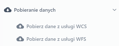 Zawartość zakłądki Pobieranie danych Zawartość zakładki 'Pobieranie danych'