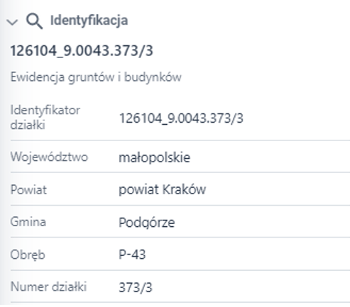 Okno identyfikacji obiektu Okno identyfikacji obiektu