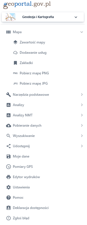 Pasek menu głównego