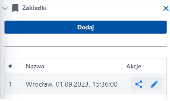 Widok okna ‘Zakładki’