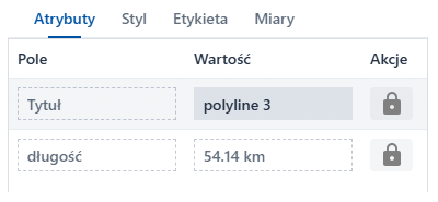 Zakładka ‘Atrybuty’ we właściwościach obiektu