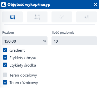 Okno ‘Objętość wykop/nasyp’