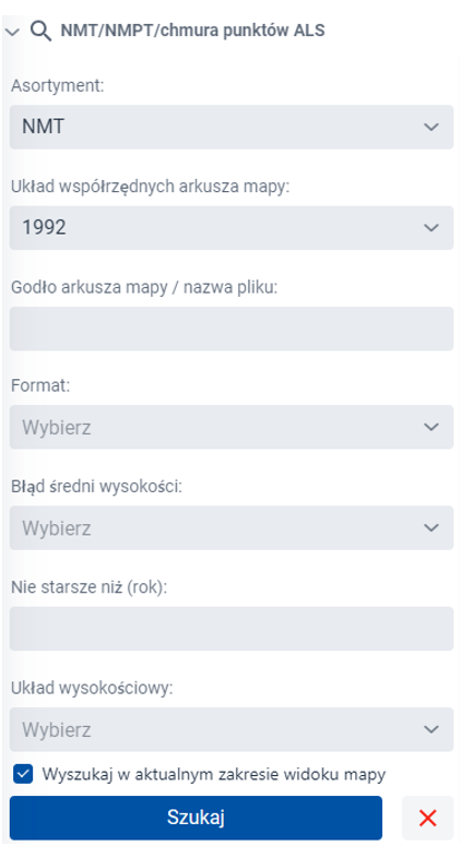 NMT/NMPT/chmury punktów ALS