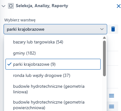 Wyróżnienie warstw na liście