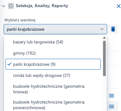 Wyróżnienie warstw na liście Wyróżnienie warstw na liście