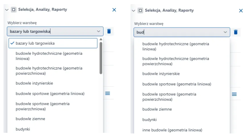 Wybór warstwy Wybór warstwy